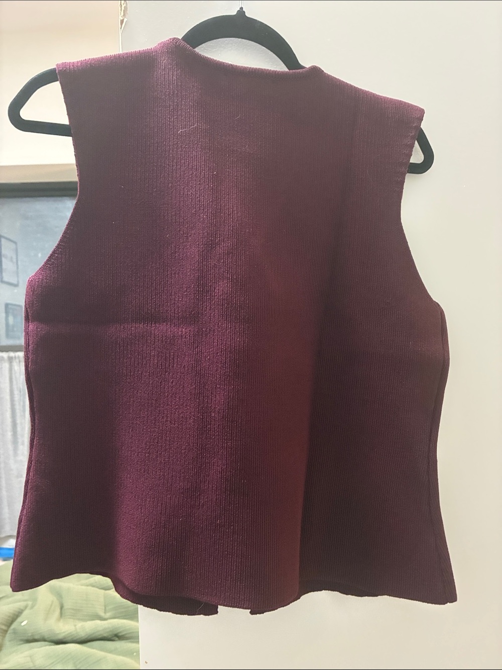 Sleeveless Knit Waistcoat - Burgundy W/Gold Buttons - Dark Academia Preppy Luxe - Picture 3 of 4